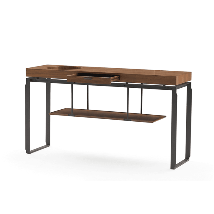 Black Metal And Wood Console Table